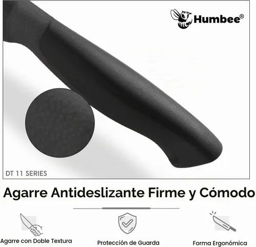 Vista 6 de Cuchillo de chef profesional con mango ergonómico – Cuchillo de cocina de acero inoxidable certificado NSF, dientes de onda dentada, hoja duradera