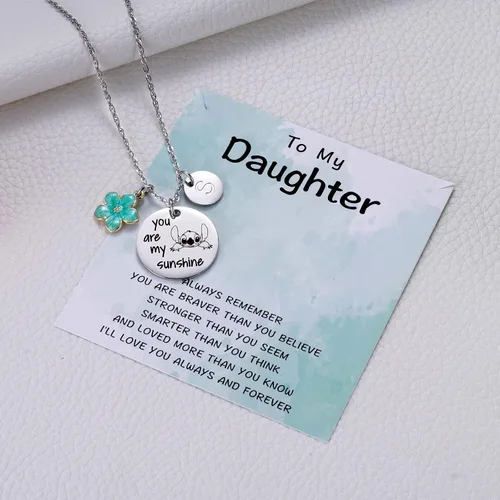 Vista 4 de MIXJOY Collar y tarjeta de felicitación con texto en inglés "You are My Sunshine", regalo de Navidad para niñas pequeñas, sobrina, hija, nieta