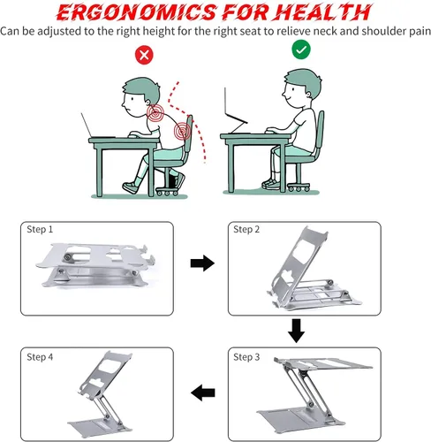 Vista 4 de Diswoe Soporte portátil para computadora portátil y soporte multiángulo con ventilación de calor para elevar el soporte de laptop para Mac