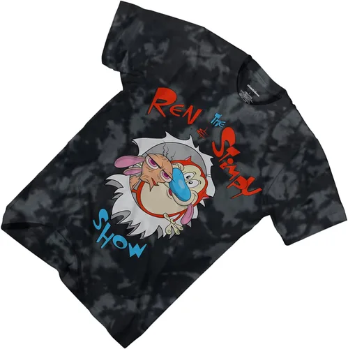 Vista 4 de Nickelodeon Camisa clásica de los años 90 para hombre, teñido anudado, Ren & Stimpy Show, estilo vintage, estilo retro y teñido anudado