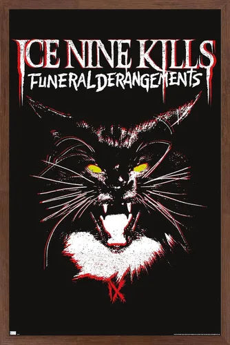 Vista 10 de Ice Nine Kills - Póster de pared con diseño de gato, 22.4 pulgadas de largo x 14.7 pulgadas de ancho, versión enmarcada de madera de granero Versión