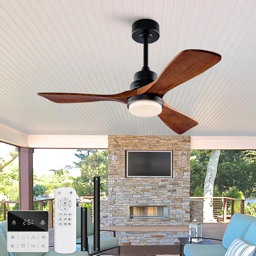 Vista 14 de Ventiladores de techo de 36 pulgadas para exteriores con luces y control remoto, ventiladores de techo de madera para exteriores regulables de 3