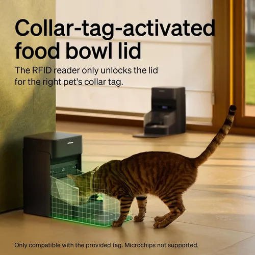 Vista 3 de Paquete de 2 comederos automáticos RFID PETLIBRO para gatos, sensor de collar para comidas personalizadas, reconocimiento de gatos, seguimiento