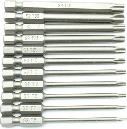 Vista 35 de TMAX Juego de puntas de destornillador de cabeza de estrella T6 Torx de 25 piezas, acero S2 de 6 puntos T-6 puntas de inserción de destornillador