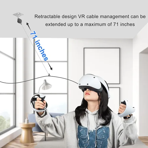 Vista 5 de DEVASO VR Cable Management, 6 Packs VR Pulley System Design for PS VR2Meta QuestOculus QuestRift SValve IndexHTC ViveVive ProVR Accessories, Cord