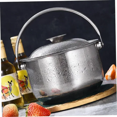 Vista 9 de KICHOUSE Olla de cocina de acero inoxidable Olla de acero inoxidable Petit Kitchen Stock con tapa Tazones grandes para mezclar Multifuncional