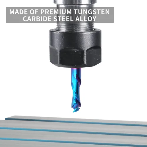 Vista 5 de EANOSIC Brocas de fresadora en espiral de compresión ascendente y descendente de 1/2 pulgada de diámetro de corte con revestimiento nano azul