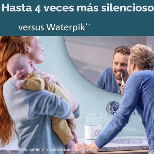 Vista 5 de Philips Sonicare Irrigador Dental Eléctrico 5000, Blanco, HX3811/20 180% More Effective Than Floss*, Quad-Stream Technology, 2 Modes, 10