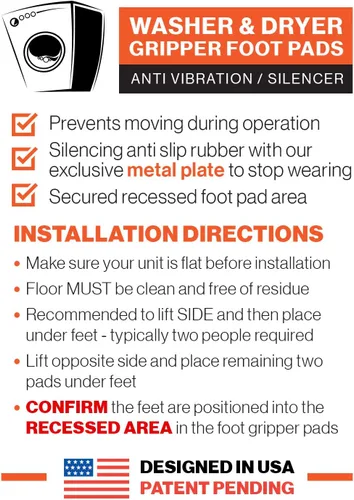 Vista 6 de SlipToGrip BE Quiet Pads - Paquete de 4 almohadillas redondas sin vibración con inserto de acero inoxidable, silenciosas patas de lavadora