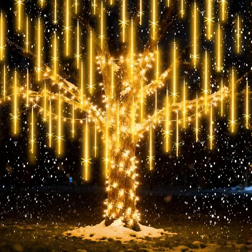 Vista 22 de EAGWELL Luces de lluvia navideñas para exteriores de 12 pulgadas, 10 tubos