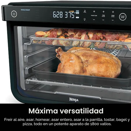 Vista 5 de Ninja DT202BK Foodi 8 en 1 XL Pro Air Fry Oven, horno de convección de encimera grande y tostador digital, 1800 vatios, negro, 12 pulgadas