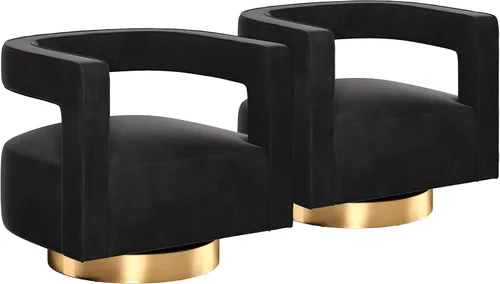 Vista 14 de BELLEZE Silla de Acento Giratoria Tipo Barril, Silla Redonda Moderna Tapizada con Brazos Cómoda de Terciopelo con Respaldo Curvado con Base Dorada