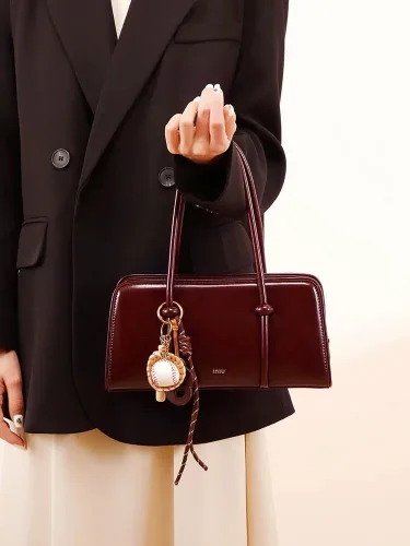 Vista 8 de Bolso de hombro para mujer, bolso espacioso con múltiples bolsillos, bolso cruzado para mujer, bolso de mano elegante, asa superior, bolso de hombro