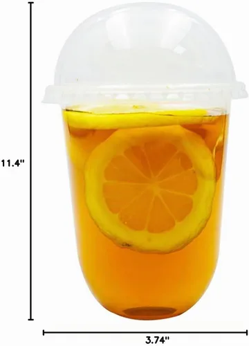 Vista 7 de 100 unidades de vasos de plástico desechables de 16 onzas con tapas, vasos transparentes de plástico para bebidas frías/Bubble Boba/café