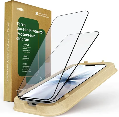 Vista 13 de iOttie Terra - Protector de pantalla de vidrio templado para iPhone 16, grado militar, dureza 9H, inastillable, resistente a los arañazos