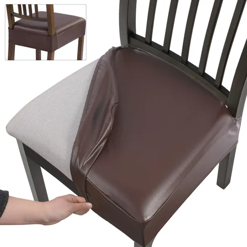 Vista 55 de SearchI Juego de 2 fundas de asiento elásticas para sillas de comedor, suaves, extraíbles y lavables, para sillas de comedor, protector de asiento