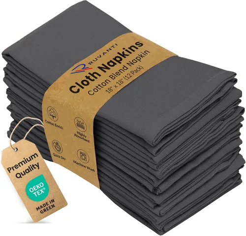 Vista 51 de Ruvanti - Juego de 4 servilletas de tela de 45x45 centímetros, lavables, suaves, duraderas, absorbentes, mezcla de algodón. Servilletas de mesa