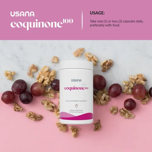 Vista 6 de USANA CoQuinone 100 CoQ10 CoQ10 Coenzima Q10 Suplemento con ácido alfa-lipoico para apoyar la salud cardíaca* - 56 cápsulas blandas - Suministro