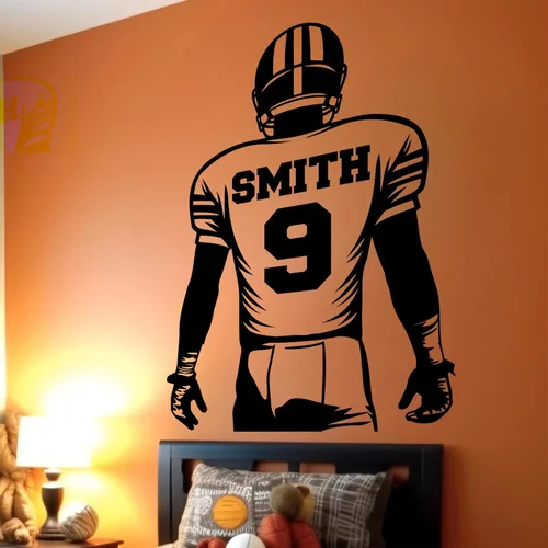 Vista 3 de Calcomanías personalizadas de jugador de fútbol – Calcomanía de pared de fútbol personalizada – Números y nombre – Calcomanía de nombre y números