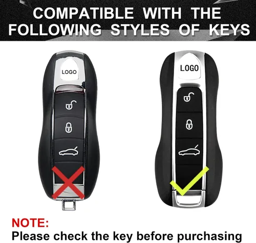 Vista 6 de Funda de piel azul y aluminio compatible con Porsche 911 Cayenne Panamera TAYCAN 3 botones sin llave accesorio remoto