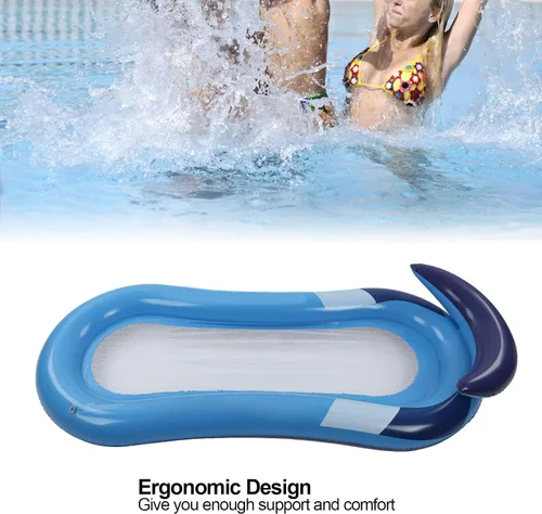 Vista 6 de Hamaca flotante para piscina, flotador inflable para piscina, silla flotante plegable de agua, hamaca flotante de inflado, flotador reclinable