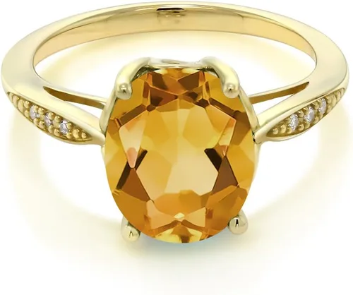 Vista 62 de Gem Stone King Anillo de compromiso de oro amarillo de 14 quilates de 2-3 quilates con piedra preciosa ovalada de 0.394 x 0.315 in y diamantes