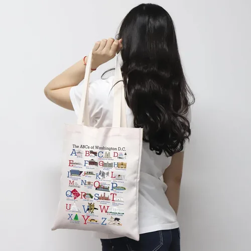 Vista 7 de MNIGIU Washington DC Alphabets Tote Bag Washington DC Souvenir Gift Washington DC Welcome Bag
