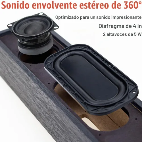 Vista 3 de MICA Altavoces de computadora, barra de sonido de computadora con cable, mini barra de sonido de madera, altavoces de PC alimentados por USB de Negro