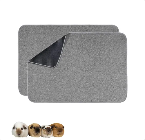 Vista 12 de Forro para jaula de conejillo de indias, paquete de 2 – Lavables, reutilizables, a prueba de fugas, almohadillas de cama de vellón para animales