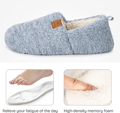 Vista 3 de EverFoams Pantuflas suaves y rizadas para mujer, de espuma viscoelástica, ligeras, cómodas, con forro polar