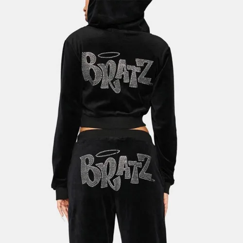 Vista 2 de SOIIVRU Y2K Gothic Street Bratz - Conjunto de sudadera con estampado de diamantes de imitación para mujer