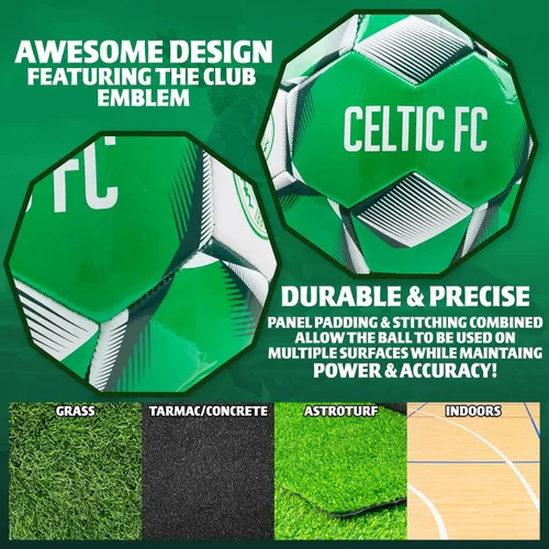 Vista 5 de Celtic F.C. Balón de fútbol para adultos, adolescentes y niños, entrenamiento, talla 3, 4 o 5, mercancía celta (verde, talla 4)