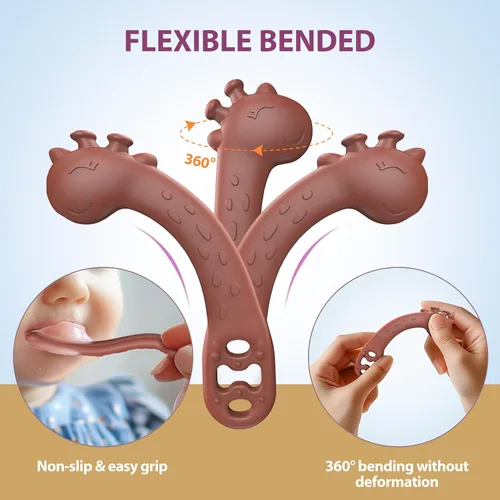 Vista 5 de akolik Cucharas para bebé, suministros de destete LED para recién nacidos, cucharas de silicona para masticar bebés, utensilios para hacer puré