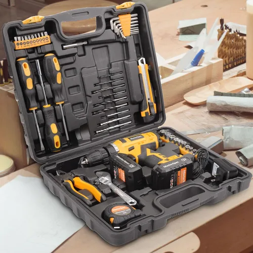 Vista 9 de 47 unids 12 V taladro inalámbrico kit de herramientas de mano para el hogar w/2