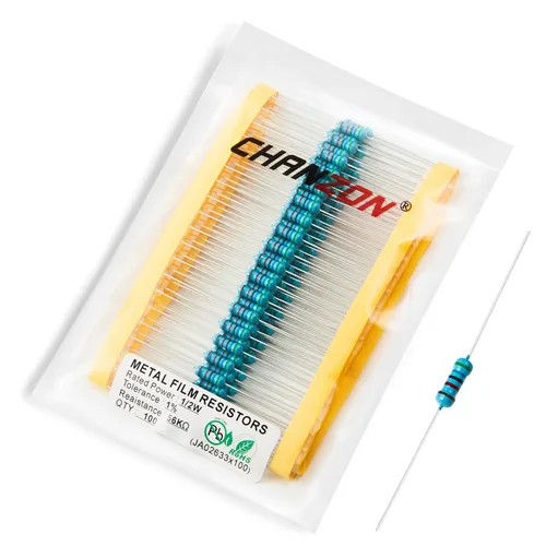 Vista 91 de Chanzon 100pcs 1/2W (0.5W) 1 Ω ohmios Resistencia fija de película metálica 0.01 ±1% Tolerancia 1R MF Orificio pasante Resistencias limitadoras