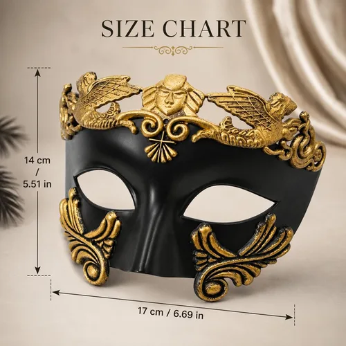 Vista 2 de LOGOFUN Venetian Masquerade Mask Roman Sun God Half Face Prop - Bronze
