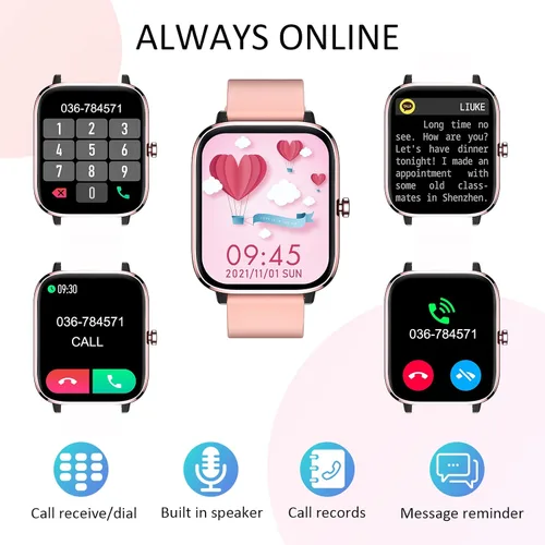 Vista 10 de Reloj inteligente para mujer, monitor de llamadas, monitor de actividad física, frecuencia cardíaca y sueño, pantalla táctil de 1.69 pulgadas