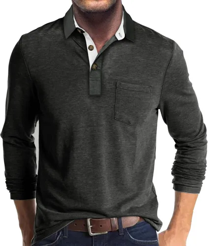 Vista 6 de Uposiut Mens Polo Shirts Long/Short Sleeve Mens Shirts Casual Stylish Cotton True Classic Basic Tee Shirts