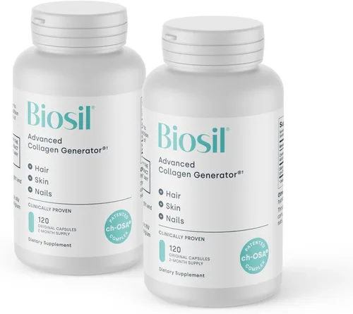Vista 10 de Biosil Suplemento potenciador de colágeno - 30 cápsulas originales, paquete de 2 - Activador patentado ch-OSA para piel, cabello, uñas