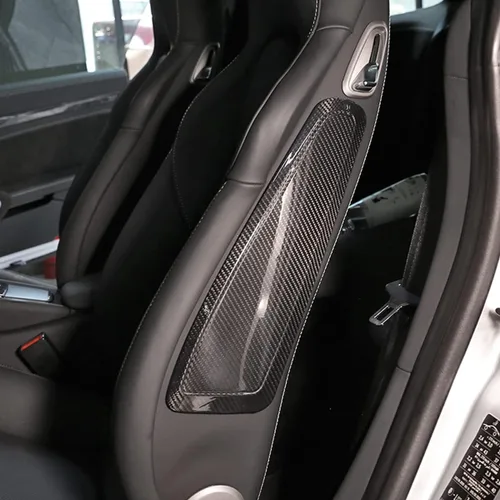 Vista 2 de Para Porsche 911 718 2013 2014 2015 2016 2017 2018 2019 Real Fibra de Carbono Interior Asiento Panel lateral Accesorios Decorativos Cubierta