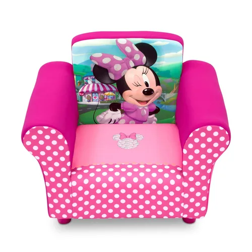 Vista 4 de Delta Children Juego de silla tapizada, madera, Minnie Mouse de Disney y juego de mesa y silla para niños (2 sillas incluidas), ideal para artes