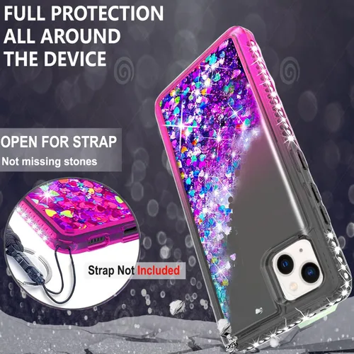 Vista 6 de STARSHOP Funda compatible con iPhone 11, con protector de pantalla de vidrio templado incluido: cubierta de arena movediza con purpurina flotante