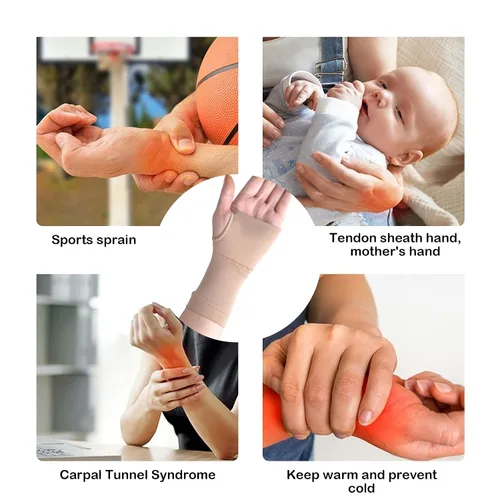 Vista 6 de 1 par de mangas de compresión de muñeca para dolor y apoyo de artritis, soporte de muñeca para mujeres y hombres, protector de muñeca transpirable