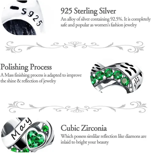Vista 5 de Abalorios de plata de ley 925 con forma de corazón de amor, dijes de feliz cumpleaños para pulsera, collar, día de San Valentín, día de la madre
