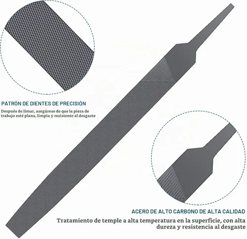 Vista 3 de Lima plana de corte medio de 6 pulgadas, dientes de corte doble, lima de mano de acero endurecido alto sin mango, adecuada para dar forma a madera