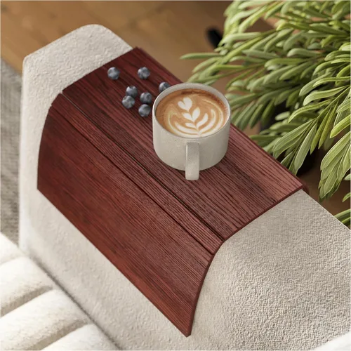 Vista 12 de Bandeja de brazo para sofá, mesa de cama, posavasos de madera, taza de café, reposabrazos plegable, protector de extremo de carrito, plegable