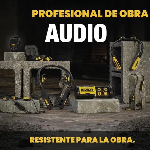 Vista 9 de DEWALT Altavoz Bluetooth Portátil Vestible [Edición Onyx - Negro] Altavoz Portátil Inalámbrico con Clip para Sitio de Trabajo Pro Resistente al Agua