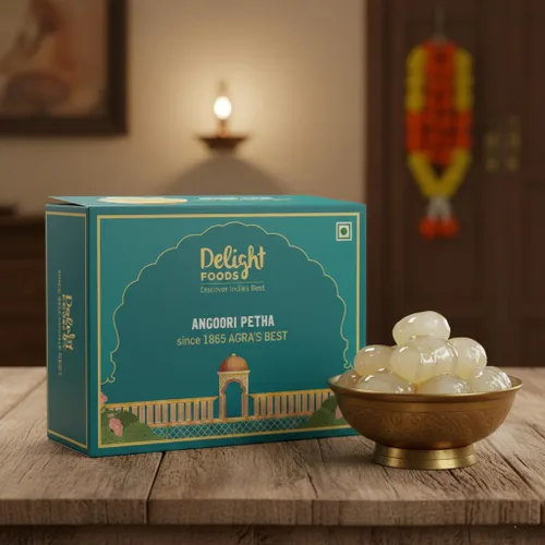 Vista 3 de Delight Foods Original Agra Petha 12.35 oz Dulces Indios Mithai (Angoori Petha)
