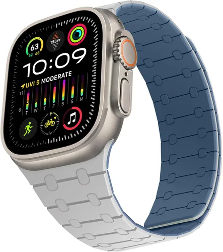Vista 9 de Compatible con correa de Apple Watch de 49mm 46mm 45mm 44mm 42mm 41mm 40mm 38mm, correa de bucle magnético ajustable de silicona para iWatch Ultra