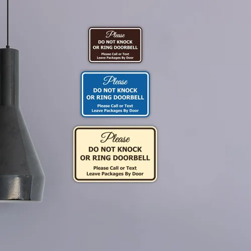 Vista 2 de Signs ByLITA Clásico enmarcado Por favor no golpee ni toque el timbre de la puerta, señal para pared o puerta - Fácil instalación Instrucción